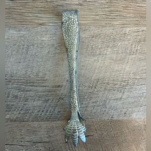 VTG Mid Century Modern Metal Ice Tongs Barware Rustic Chicken Feet Bird Claw